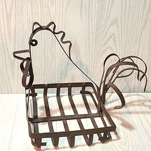 Rustic Metal Rooster Planter